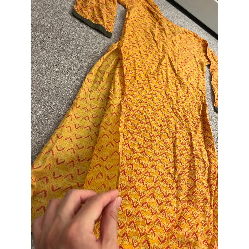 South Asian Kameez City Life Tunic Top Womens Small Yellow Orange Excellent - Picture 12 of 12